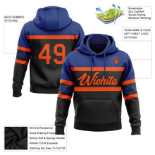 Laden Sie das Bild in den Galerie-Viewer, Uksn Individuelles Bestickt Schwarz Orange-Royalblau Linie Sport Pullover Sweatshirt Hoodie
