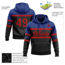 Laden Sie das Bild in den Galerie-Viewer, Uksn Individuelles Bestickt Schwarz Rot-Royalblau Linie Sport Pullover Sweatshirt Hoodie
