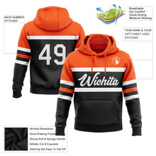 Laden Sie das Bild in den Galerie-Viewer, Uksn Individuelles Bestickt Schwarz Weiß-Orange Linie Sport Pullover Sweatshirt Hoodie
