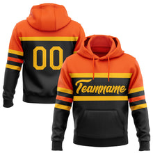Laden Sie das Bild in den Galerie-Viewer, Uksn Individuelles Bestickt Schwarz Gold-Orange Linie Sport Pullover Sweatshirt Hoodie

