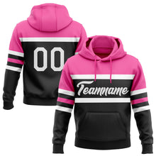 Laden Sie das Bild in den Galerie-Viewer, Uksn Individuelles Bestickt Schwarz Weiß-Pink Linie Sport Pullover Sweatshirt Hoodie
