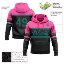 Laden Sie das Bild in den Galerie-Viewer, Uksn Individuelles Bestickt Schwarz Petrol-Pink Linie Sport Pullover Sweatshirt Hoodie
