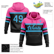 Laden Sie das Bild in den Galerie-Viewer, Uksn Individuelles Bestickt Schwarz Himmelblau-Pink Linie Sport Pullover Sweatshirt Hoodie
