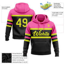 Laden Sie das Bild in den Galerie-Viewer, Uksn Individuelles Bestickt Schwarz Neongelb-Pink Linie Sport Pullover Sweatshirt Hoodie
