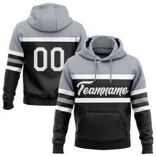 Laden Sie das Bild in den Galerie-Viewer, Uksn Individuelles Bestickt Schwarz Weiß-Grau Linie Sport Pullover Sweatshirt Hoodie
