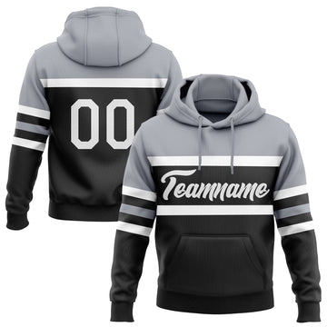 Uksn Individuelles Bestickt Schwarz Weiß-Grau Linie Sport Pullover Sweatshirt Hoodie