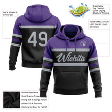 Laden Sie das Bild in den Galerie-Viewer, Uksn Individuelles Bestickt Schwarz Grau-Violett Linie Sport Pullover Sweatshirt Hoodie
