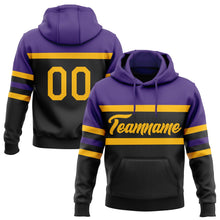 Laden Sie das Bild in den Galerie-Viewer, Uksn Individuelles Bestickt Schwarz Gold-Violett Linie Sport Pullover Sweatshirt Hoodie
