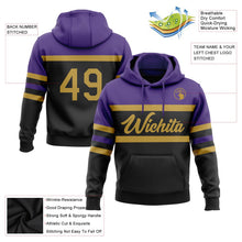 Laden Sie das Bild in den Galerie-Viewer, Uksn Individuelles Bestickt Schwarz Altgold-Violett Linie Sport Pullover Sweatshirt Hoodie
