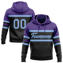 Laden Sie das Bild in den Galerie-Viewer, Uksn Individuelles Bestickt Schwarz Hellblau-Violett Linie Sport Pullover Sweatshirt Hoodie
