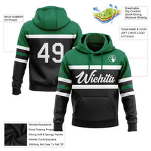 Laden Sie das Bild in den Galerie-Viewer, Uksn Individuelles Bestickt Schwarz Weiß-Kelly-Grün Linie Sport Pullover Sweatshirt Hoodie
