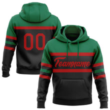 Laden Sie das Bild in den Galerie-Viewer, Uksn Individuelles Bestickt Schwarz Rot-Kelly-Grün Linie Sport Pullover Sweatshirt Hoodie
