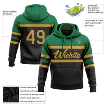 Laden Sie das Bild in den Galerie-Viewer, Uksn Individuelles Bestickt Schwarz Altgold-Kelly-Grün Linie Sport Pullover Sweatshirt Hoodie

