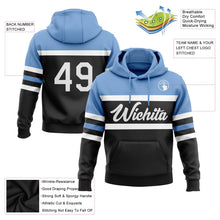 Laden Sie das Bild in den Galerie-Viewer, Uksn Individuelles Bestickt Schwarz Weiß-Hellblau Linie Sport Pullover Sweatshirt Hoodie
