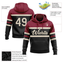Laden Sie das Bild in den Galerie-Viewer, Uksn Individuelles Bestickt Schwarz Creme-Karmesinrot Linie Sport Pullover Sweatshirt Hoodie
