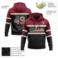 Laden Sie das Bild in den Galerie-Viewer, Uksn Individuelles Bestickt Schwarz Vintage USA Flagge Creme-Karmesinrot Linie Sport Pullover Sweatshirt Hoodie
