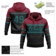Laden Sie das Bild in den Galerie-Viewer, Uksn Individuelles Bestickt Schwarz Petrol-Karmesinrot Linie Sport Pullover Sweatshirt Hoodie
