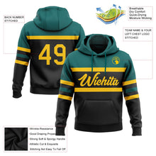 Laden Sie das Bild in den Galerie-Viewer, Uksn Individuelles Bestickt Schwarz Gelb-Petrol Linie Sport Pullover Sweatshirt Hoodie
