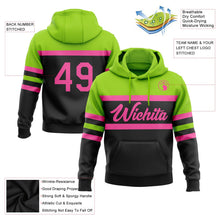Laden Sie das Bild in den Galerie-Viewer, Uksn Individuelles Bestickt Schwarz Pink-Neongrün Linie Sport Pullover Sweatshirt Hoodie
