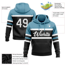Laden Sie das Bild in den Galerie-Viewer, Uksn Individuelles Bestickt Schwarz Weiß-Schattenblau Linie Sport Pullover Sweatshirt Hoodie
