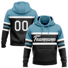 Laden Sie das Bild in den Galerie-Viewer, Uksn Individuelles Bestickt Schwarz Weiß-Schattenblau Linie Sport Pullover Sweatshirt Hoodie
