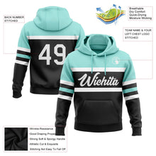 Laden Sie das Bild in den Galerie-Viewer, Uksn Individuelles Bestickt Schwarz Weiß-Eisblau Linie Sport Pullover Sweatshirt Hoodie
