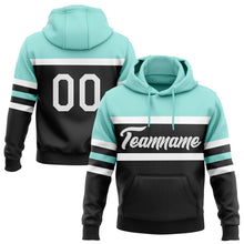 Laden Sie das Bild in den Galerie-Viewer, Uksn Individuelles Bestickt Schwarz Weiß-Eisblau Linie Sport Pullover Sweatshirt Hoodie
