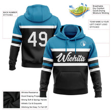 Laden Sie das Bild in den Galerie-Viewer, Uksn Individuelles Bestickt Schwarz Weiß-Pantherblau Linie Sport Pullover Sweatshirt Hoodie

