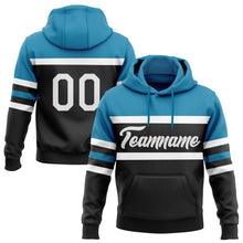 Laden Sie das Bild in den Galerie-Viewer, Uksn Individuelles Bestickt Schwarz Weiß-Pantherblau Linie Sport Pullover Sweatshirt Hoodie
