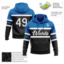 Laden Sie das Bild in den Galerie-Viewer, Uksn Individuelles Bestickt Schwarz Weiß-Blau Linie Sport Pullover Sweatshirt Hoodie
