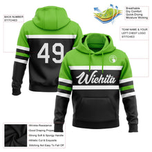 Laden Sie das Bild in den Galerie-Viewer, Uksn Individuelles Bestickt Schwarz Weiß-Aurora-Grün Linie Sport Pullover Sweatshirt Hoodie
