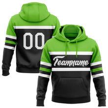 Laden Sie das Bild in den Galerie-Viewer, Uksn Individuelles Bestickt Schwarz Weiß-Aurora-Grün Linie Sport Pullover Sweatshirt Hoodie

