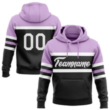 Laden Sie das Bild in den Galerie-Viewer, Uksn Individuelles Bestickt Schwarz Weiß-Hellviolett Linie Sport Pullover Sweatshirt Hoodie

