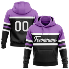 Laden Sie das Bild in den Galerie-Viewer, Uksn Individuelles Bestickt Schwarz Weiß-Mittelviolett Linie Sport Pullover Sweatshirt Hoodie
