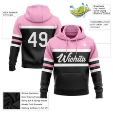 Laden Sie das Bild in den Galerie-Viewer, Uksn Individuelles Bestickt Schwarz Weiß-Hellrosa Linie Sport Pullover Sweatshirt Hoodie
