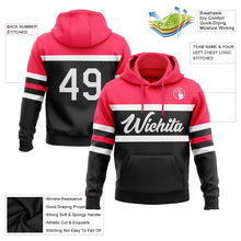 Laden Sie das Bild in den Galerie-Viewer, Uksn Individuelles Bestickt Schwarz Weiß-Neonpink Linie Sport Pullover Sweatshirt Hoodie
