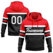 Laden Sie das Bild in den Galerie-Viewer, Uksn Individuelles Bestickt Schwarz Weiß-Feuerrot Linie Sport Pullover Sweatshirt Hoodie
