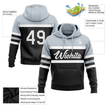 Laden Sie das Bild in den Galerie-Viewer, Uksn Individuelles Bestickt Schwarz Weiß-Silber Linie Sport Pullover Sweatshirt Hoodie
