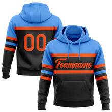 Laden Sie das Bild in den Galerie-Viewer, Uksn Individuelles Bestickt Schwarz Orange-Puderblau Linie Sport Pullover Sweatshirt Hoodie
