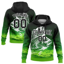 Laden Sie das Bild in den Galerie-Viewer, Uksn Individuelles Bestickt Schwarz Aurora-Grün-Weiß 3D Bluegill Fisch Angeln Sport Pullover Sweatshirt Hoodie
