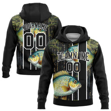 Laden Sie das Bild in den Galerie-Viewer, Uksn Individuelles Bestickt Schwarz Weiß 3D Bluegill Fisch Angeln Sport Pullover Sweatshirt Hoodie
