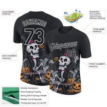 Laden Sie das Bild in den Galerie-Viewer, Uksn Individuelles Schwarz Weiß 3D Halloween Funktions-T-Shirt
