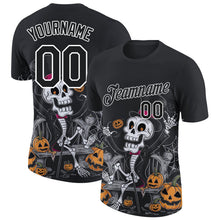 Laden Sie das Bild in den Galerie-Viewer, Uksn Individuelles Schwarz Weiß 3D Halloween Funktions-T-Shirt
