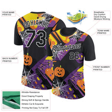 Laden Sie das Bild in den Galerie-Viewer, Uksn Individuelles Schwarz Bay Orange-Weiß 3D Halloween Funktions-T-Shirt
