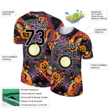 Laden Sie das Bild in den Galerie-Viewer, Uksn Individuelles Schwarz Bay Orange-Weiß 3D Halloween Funktions-T-Shirt
