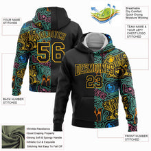 Laden Sie das Bild in den Galerie-Viewer, Uksn Individuelles Bestickt Schwarz Gold 3D Bowling Sport Pullover Sweatshirt Hoodie
