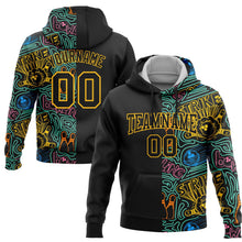 Laden Sie das Bild in den Galerie-Viewer, Uksn Individuelles Bestickt Schwarz Gold 3D Bowling Sport Pullover Sweatshirt Hoodie
