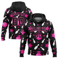 Laden Sie das Bild in den Galerie-Viewer, Uksn Individuelles Bestickt Schwarz Pink 3D Bowling Sport Pullover Sweatshirt Hoodie
