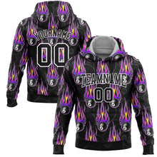 Laden Sie das Bild in den Galerie-Viewer, Uksn Individuelles Bestickt Schwarz Weiß-Violett 3D Flamme Billard Snooker 8 Ball Sport Pullover Sweatshirt Hoodie
