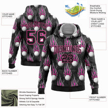 Laden Sie das Bild in den Galerie-Viewer, Uksn Individuelles Bestickt Schwarz Pink-Weiß 3D Flamme Golfball Sport Pullover Sweatshirt Hoodie
